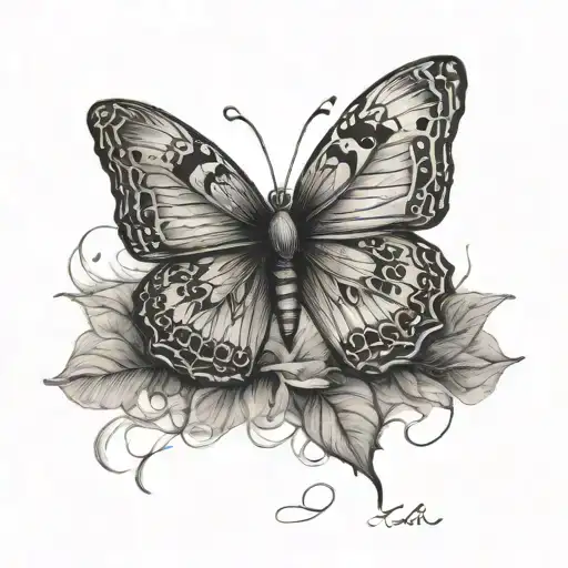  “Tell that story better than it’s ever been told before” -James Hart in cursive with a butterfly on the side tattoo design idea