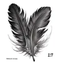 small feather with 2:17 tattoo design idea