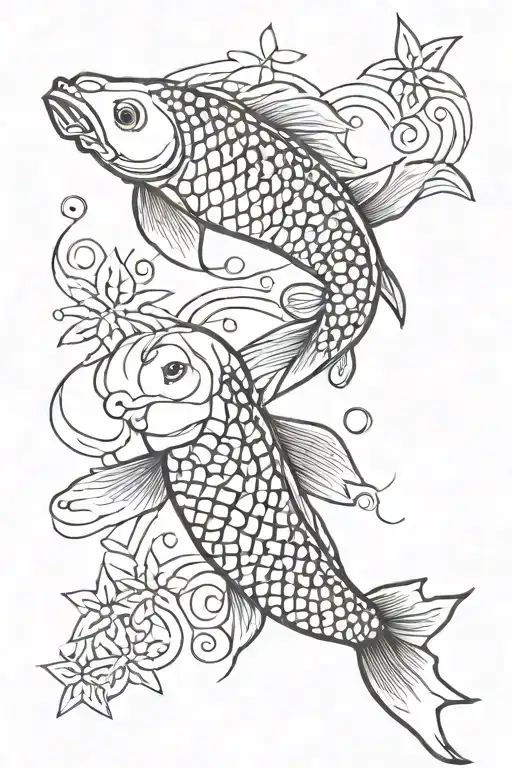 Koi fish with a star tattoo design idea
