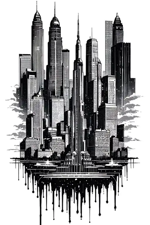 houston space city skyline in the background tattoo design idea