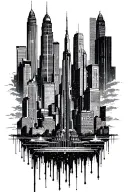 houston space city skyline in the background tattoo design idea