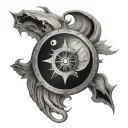 Yin Yang compass tattoo design idea