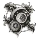 Yin Yang compass tattoo design idea