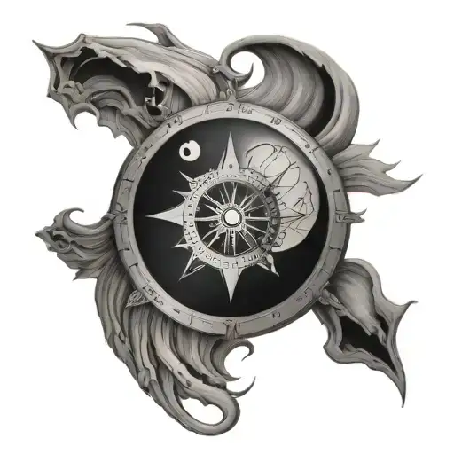 Yin Yang compass tattoo design idea