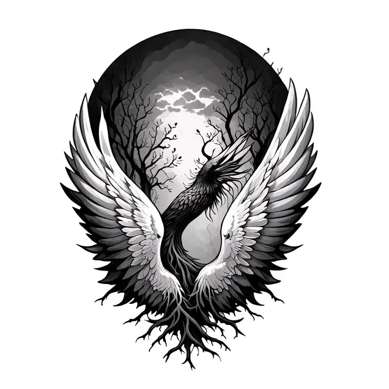 roots and wings tattoo design idea