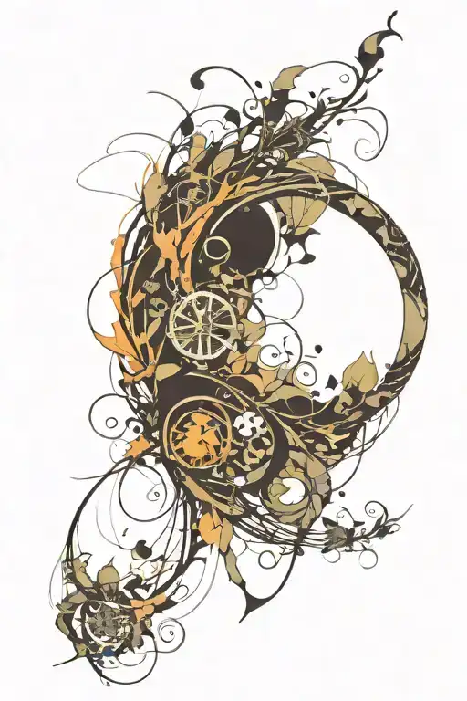 circle of life, fleeting moments wrapped in nature tattoo design idea