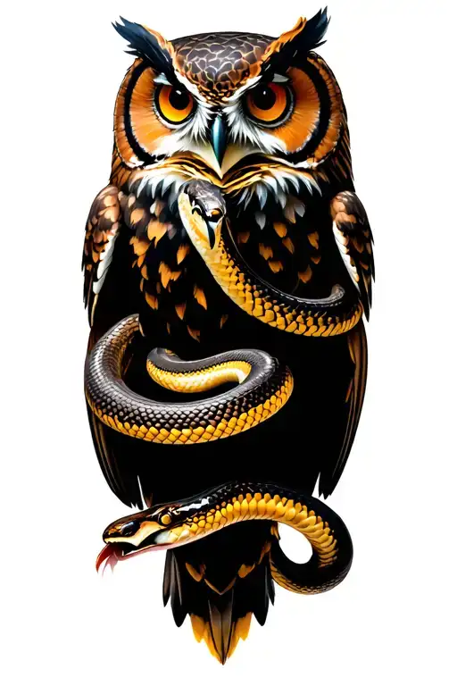 owl eating snake tattoo tattoo design idea