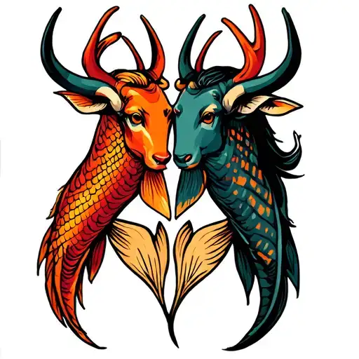 pisces and taurus love symbol tattoo design idea