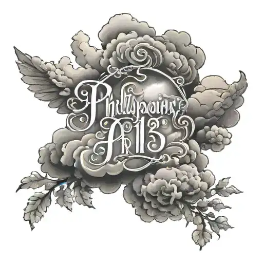 philippians 4:13 with clouds tattoo design idea