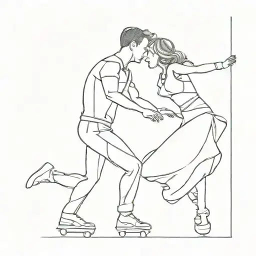 dance couple, 15 years, İce skate tattoo design idea