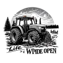 represent farming with a tractor, and have fishing, snowmobiling and the quote life wide open tattoo design idea