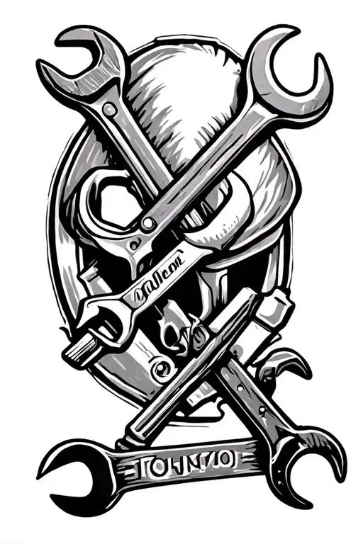 western tooling and wrenches incorporated tattoo design idea