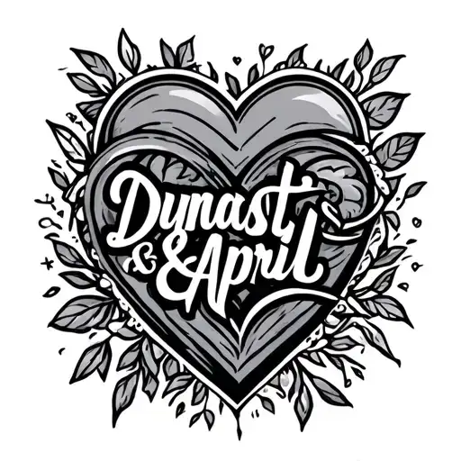 "Dynasti & April" name tattoo design hearts tattoo design idea