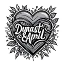 "Dynasti & April" name tattoo design hearts tattoo design idea