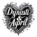 "Dynasti & April" name tattoo design hearts tattoo design idea