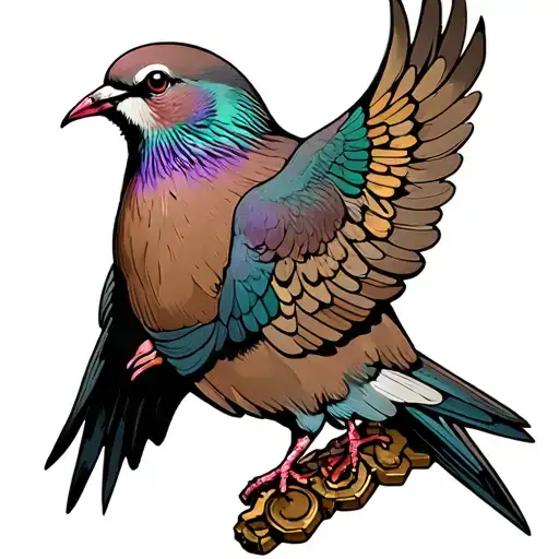 gears mourning dove guidance balance tattoo design idea