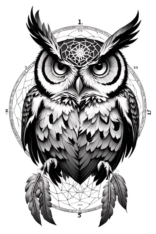 owl birth chart merging dream catcher made tattoo design idea