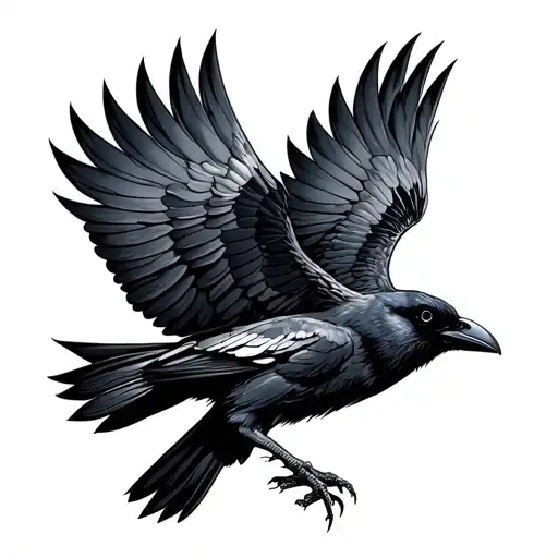 crow flying tattoo design idea