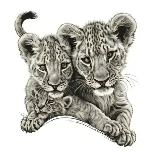 3 Lion Cub tattoo design idea