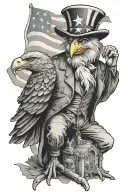 Uncle Sam with eagle perched tattoo design idea