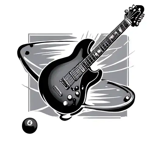 billiards andguitar tattoo design idea