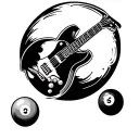 billiards andguitar tattoo design idea
