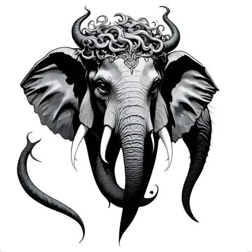 Elephant, Medusa, Maleficent, Semicolon tattoo design idea