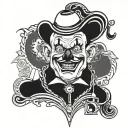 Art the clown holding horn tattoo design idea