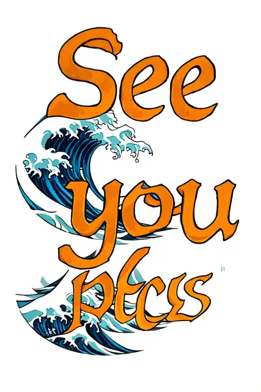 see you at the pegs written in the shape of a sea wave  tattoo design idea