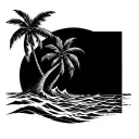 palm tree and sea waves tattoo design idea