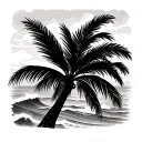 palm tree and sea waves tattoo design idea