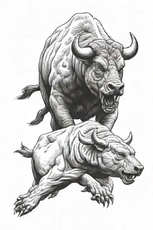 Trading chart bull vs bear tattoo design idea