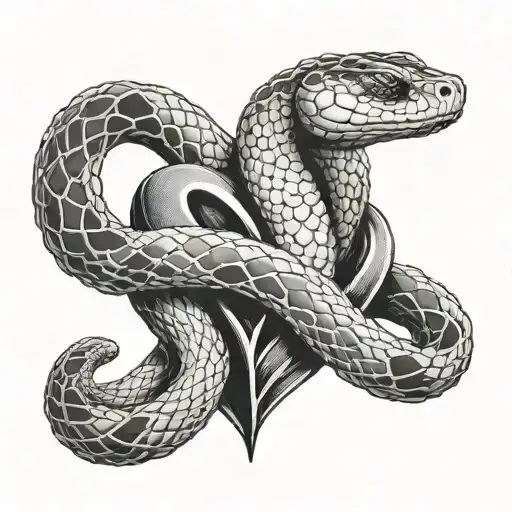 snake wrapped around a realistic heart made tattoo design idea