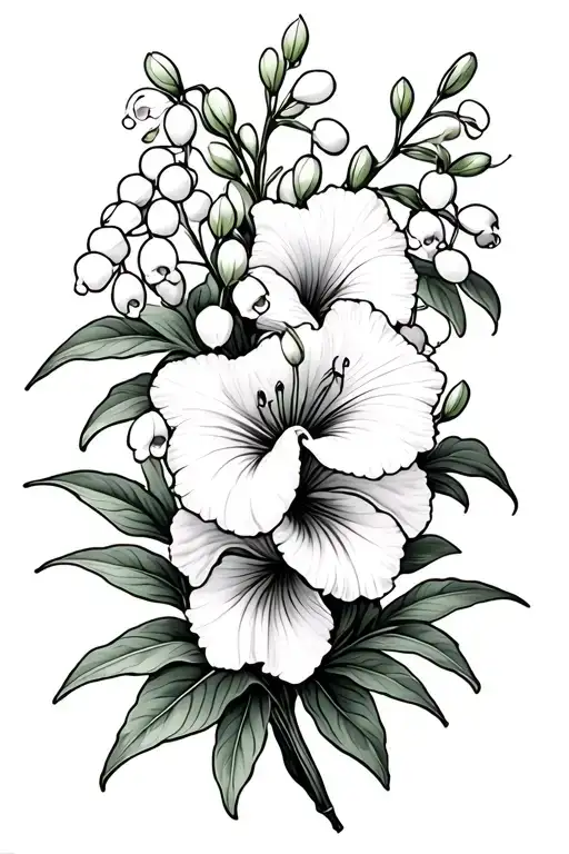 poisonous flowers and herbs intertwined curvy neo traditional lily of the valley oleander belladonna nightshade foxglove tattoo design idea