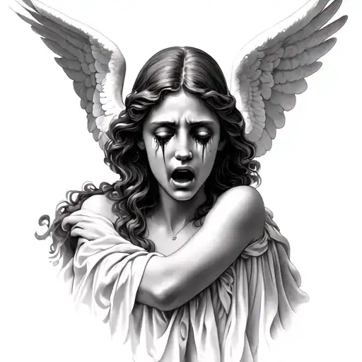 crying angel tattoo design idea