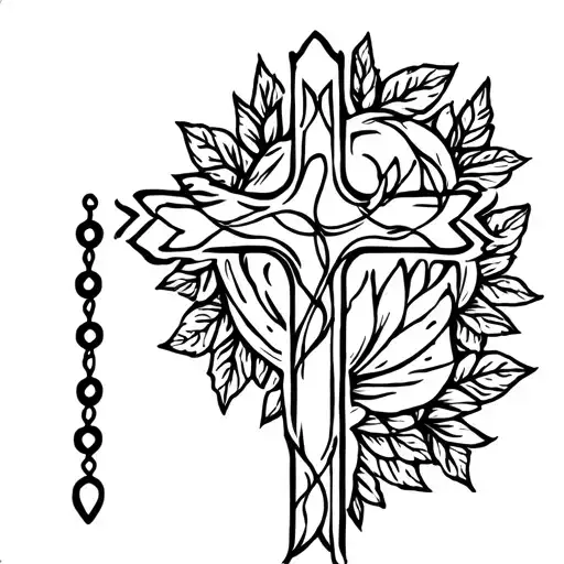 cross with rosary tattoo design idea