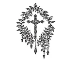 cross with rosary tattoo design idea