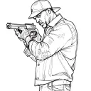 Gangster silhouette working tattoo design idea