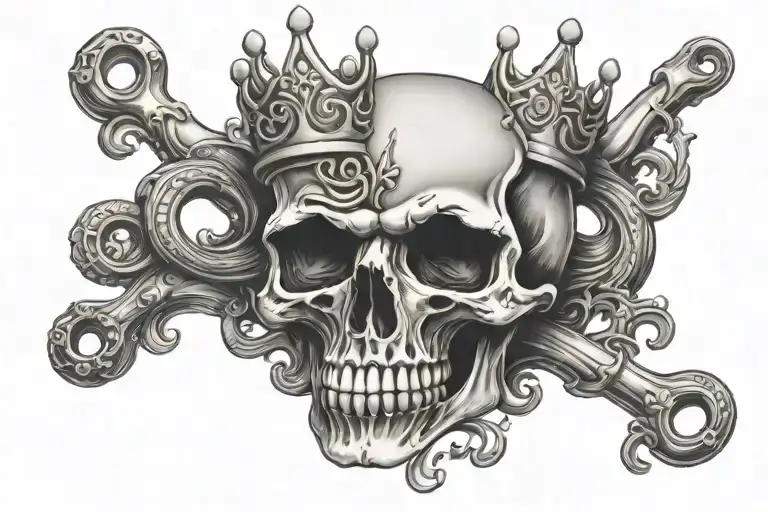 brass knuckles, skull, crown, infinity symbol tattoo design idea