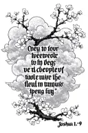 Bible Verse Joshua 1:9 with cherry blossoms and clouds around it  tattoo design idea