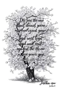 Bible Verse Joshua 1:9 with cherry blossoms and clouds around it  tattoo design idea