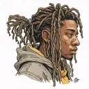 emo,depression,darkness,lonely,suicidal,sad,dark skinned male,dyed short dreads fully hiding face,teens,no tattoos,skinn tattoo design idea