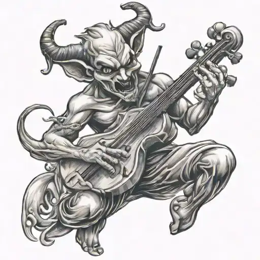devil playing the fiddle tattoo design idea