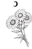 daisy and chrysanthemum bouquet with semi colon on stem tattoo design idea