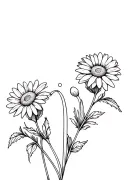 daisy and chrysanthemum bouquet with semi colon on stem tattoo design idea