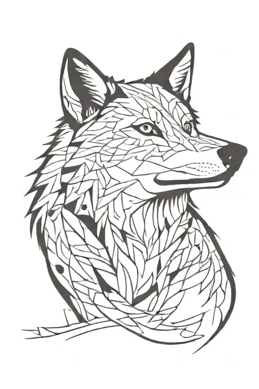wolf looking forward tattoo design idea