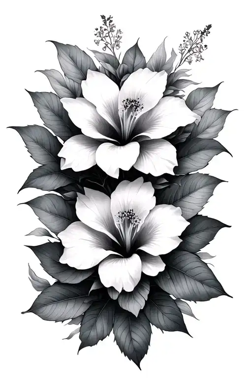 hibiscus and lotus flowers  tattoo design idea