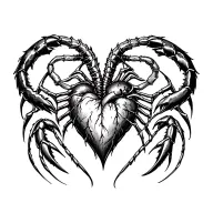 warrior heart and scorpion surrounded tattoo design idea