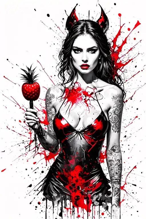 woman like scarlett witch with poneapple wand tattoo design idea