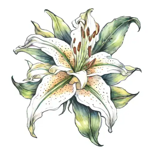 lily flower blooming tattoo design idea
